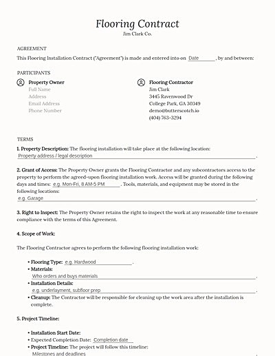Flooring Contracts template