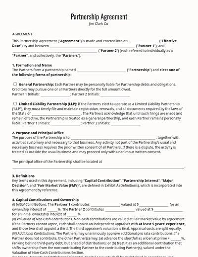 Partnership Contracts template
