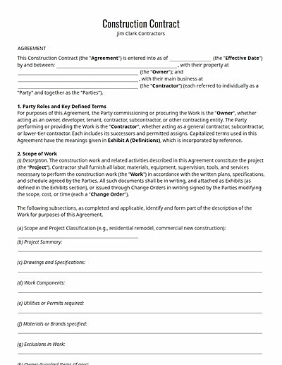 Construction Contracts template