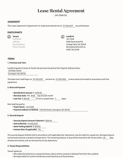 Lease/Rental Agreements template