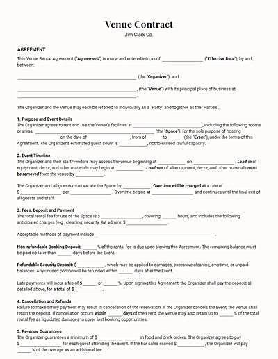 Venue Contracts template