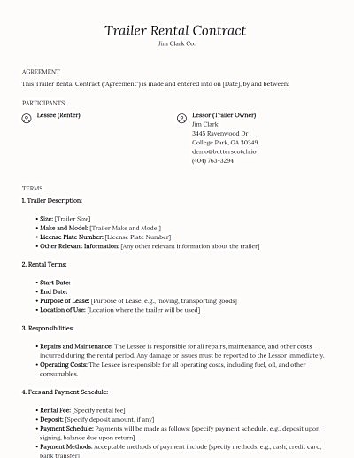 Trailer Rental Contracts template