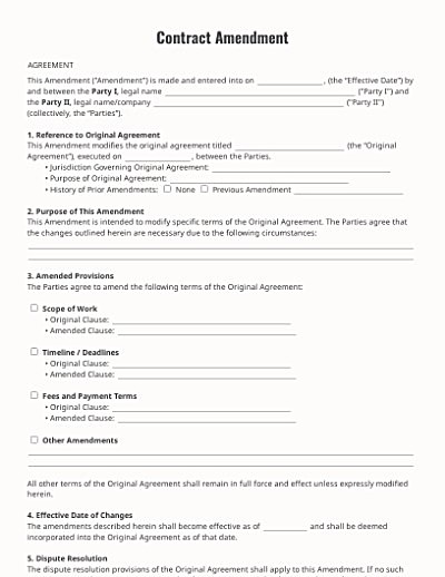 Contract Amendments template