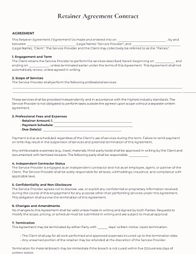 Retainer Agreements template