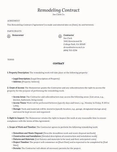 Remodeling Contracts template