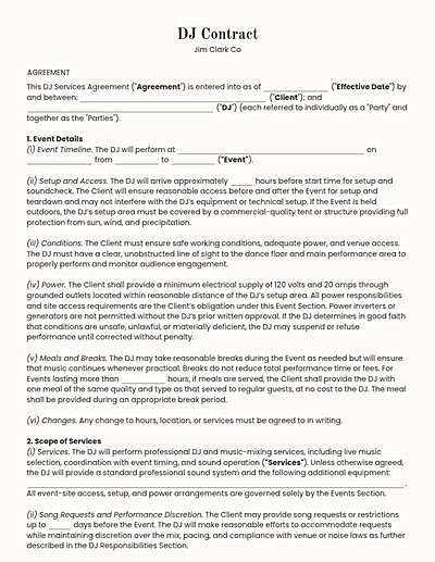 DJ Contracts template