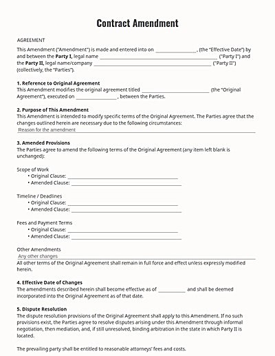 Contract Amendments template