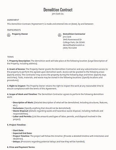 Demolition Contracts template