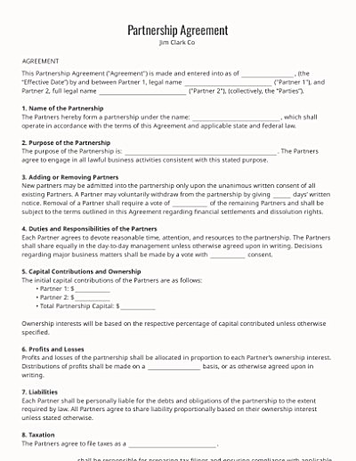 Partnership Contracts template