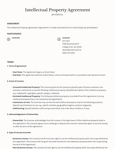 Intellectual Property Contracts template