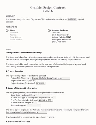 Graphic Design Contracts template