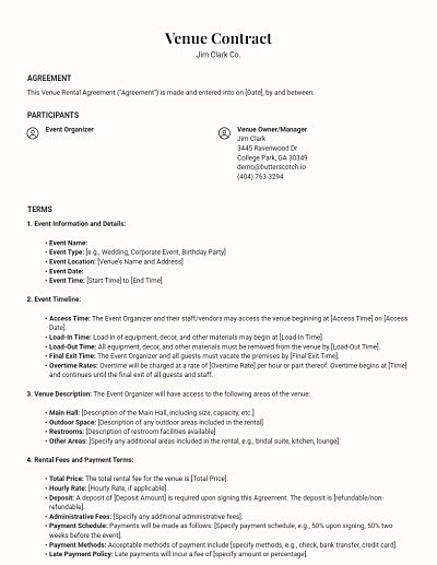 Venue Contracts template