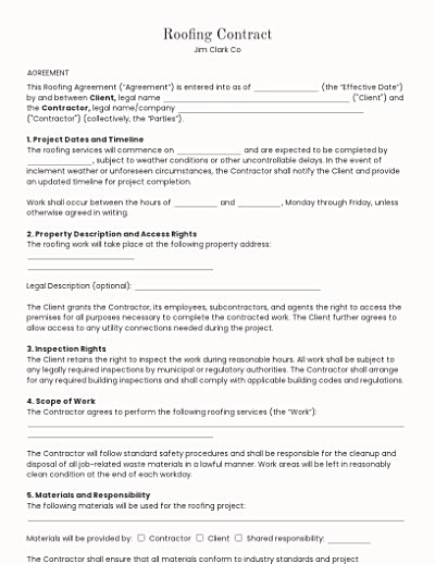 Roofing Contracts template
