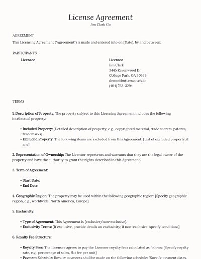 License Agreements template