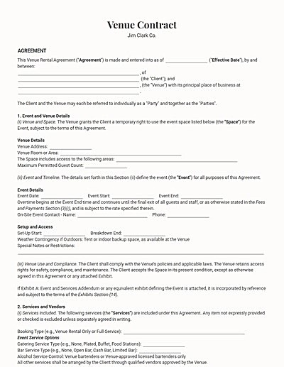Venue Contracts template