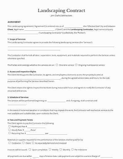 Landscaping Contracts template