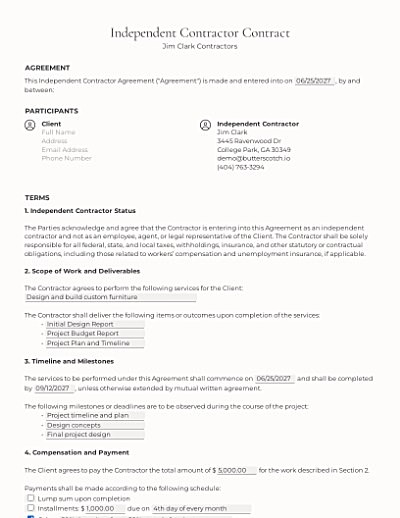 Independent Contractor Contracts template