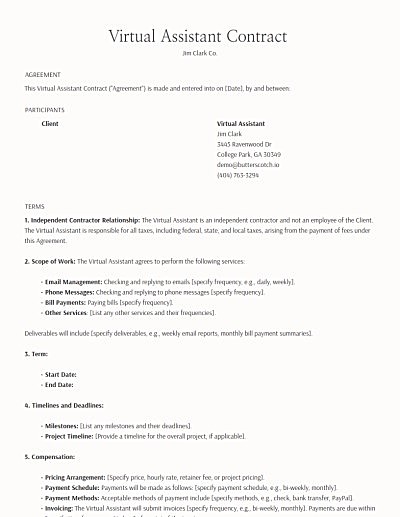 Virtual Assistant Contracts template