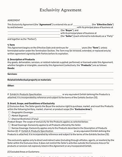 Exclusivity Agreements template