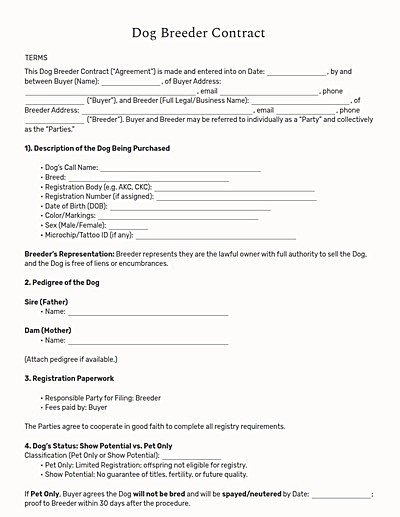 Dog Breeder Contracts template