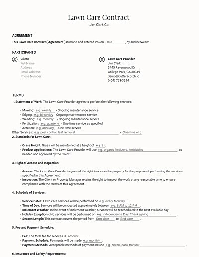 Lawn Care Contracts template
