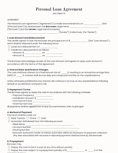Personal Loan Agreements template
