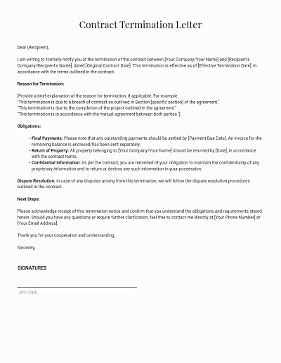 Contract Termination Letters template