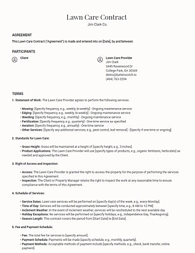 Lawn Care Contracts template