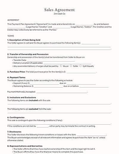 Sales & Purchase Agreements template