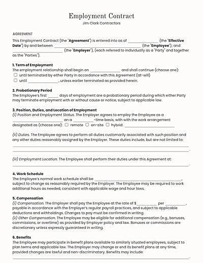 Employment Contracts template