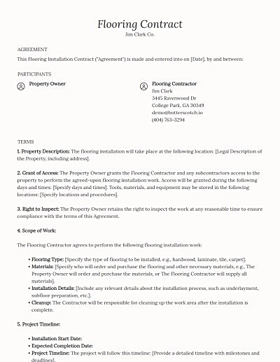 Flooring Contracts template